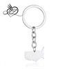 Stainless Steel Key Chain, Map Accessory, We Love USA, KCUSA