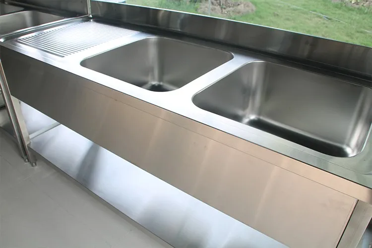 Stainless Steel Portable Kitchen Custom Size Double Sink And Workbench