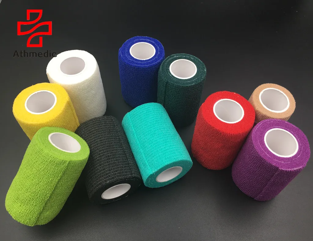 

2021 Athmedic sport China pet horse Elastic Self Adhesive Cohesive Bandage Elastic Support Roll Wrap Pre Wrap Vet