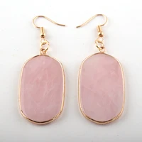 

Fashion Classic Trend Women Gray Natural Stone Gemstone Earring Pink Quartz Earring