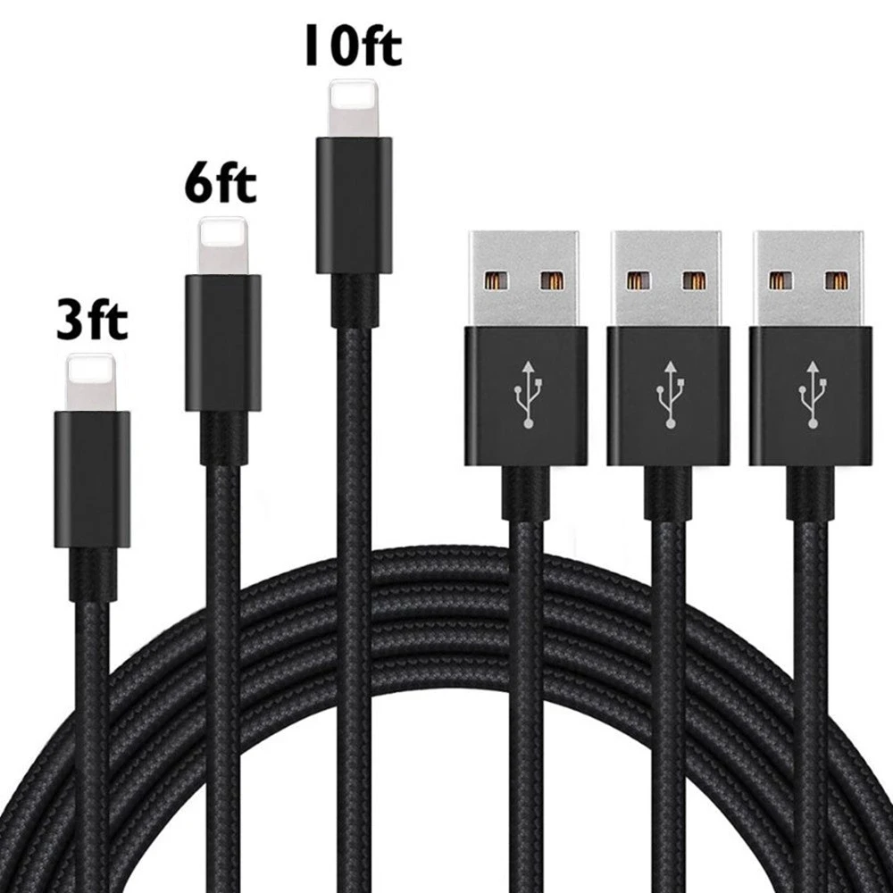 

For iPhone Mobile Phone 2A Fast Charging Nylon Charger Cable, White/golden/pink/black/blue/red