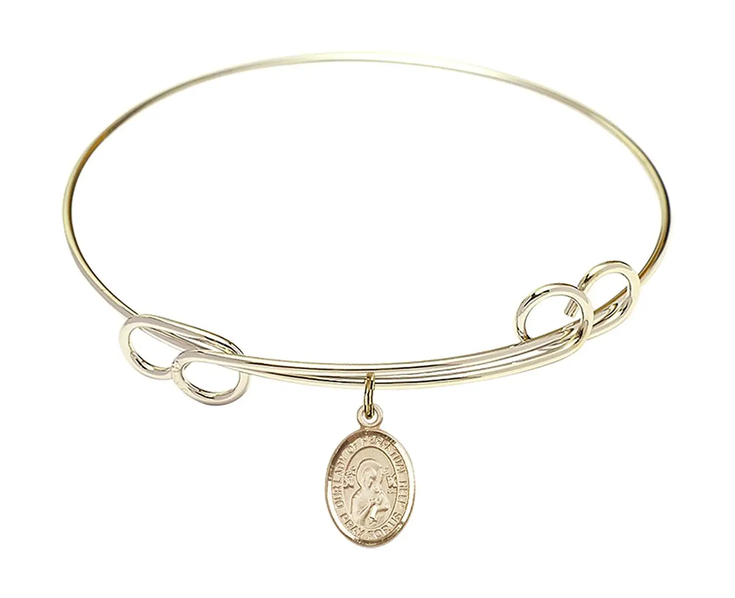 Christopher Gymnastics Charm On A 7 Inch Oval Eye Hook Bangle Bracelet St