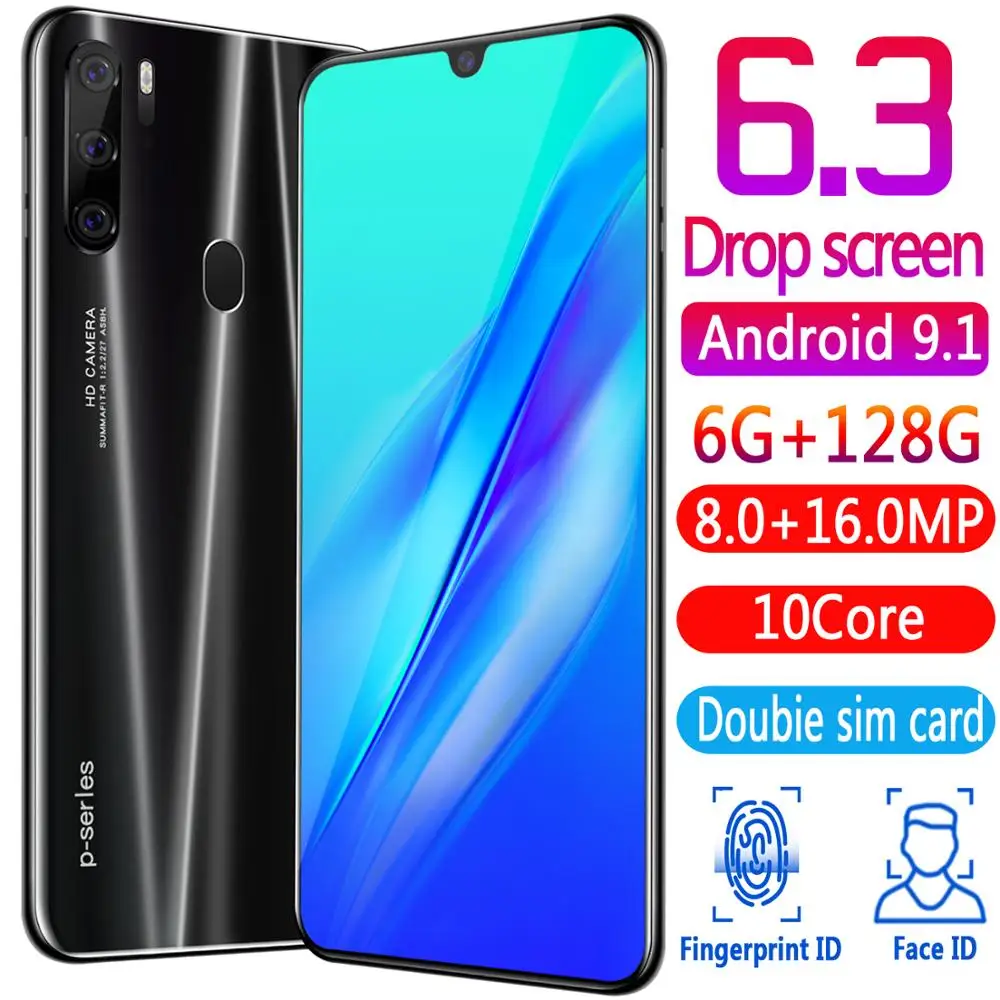 Global Version  P35 Pro design Smartphone 6.3 inch 6GB+128G Octa Core Mobile Phone Android OS9.1  Cell Phone