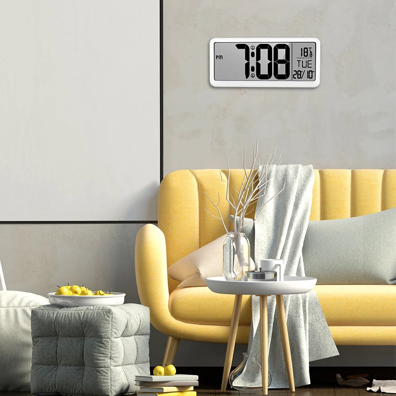 Elegant design large calendar digital electronic LCD display desk table clock for hotel room