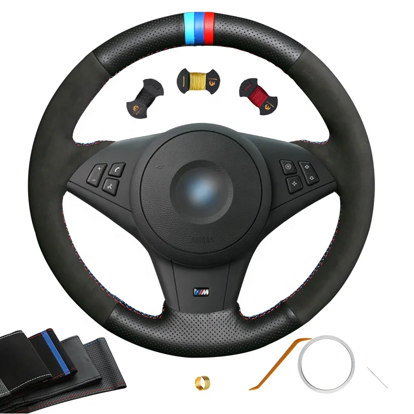 

Custom Leather Steering Wheel Cover Car for BMW E60 M5 for BMW E63 E64 Cabrio M6 2005-2010