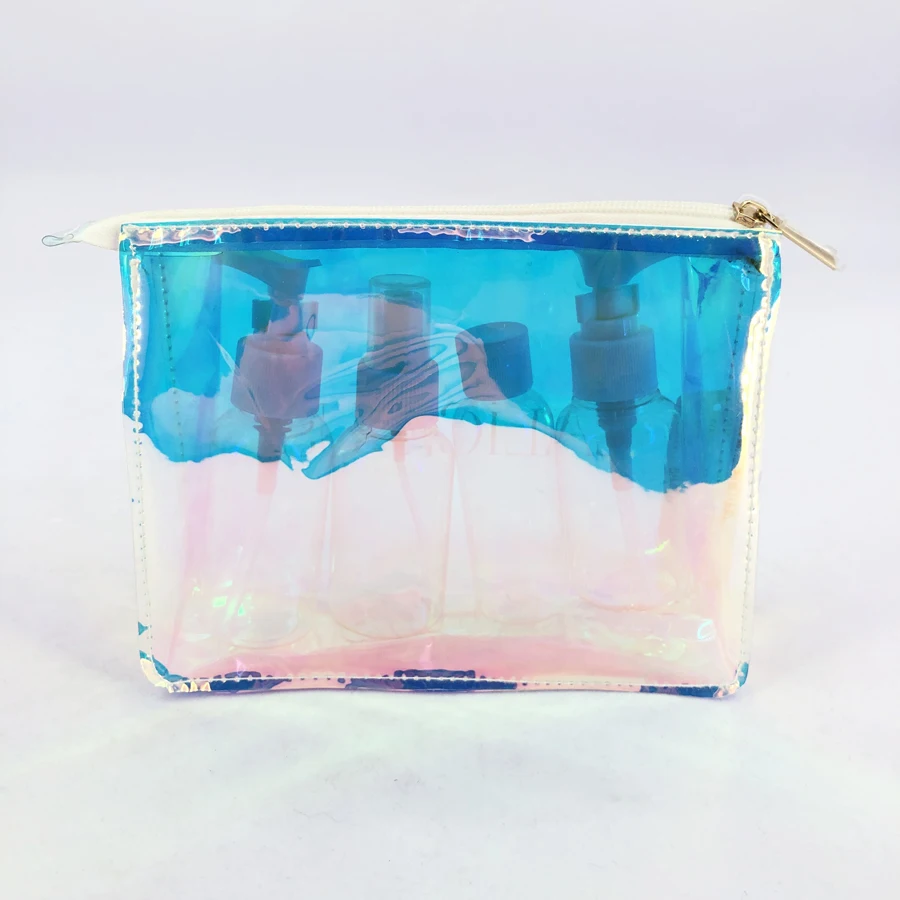 

Custom Iridescent Clear PVC Holographic Cosmetic Makeup Bag