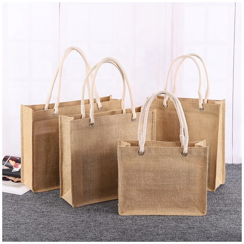 

Eco Custom Print LOGO Tote Bags Groceries Delivery Burlap Flax Natural Jute Shopping Bag Printed, Natural ,yellow,black,brown jute bag