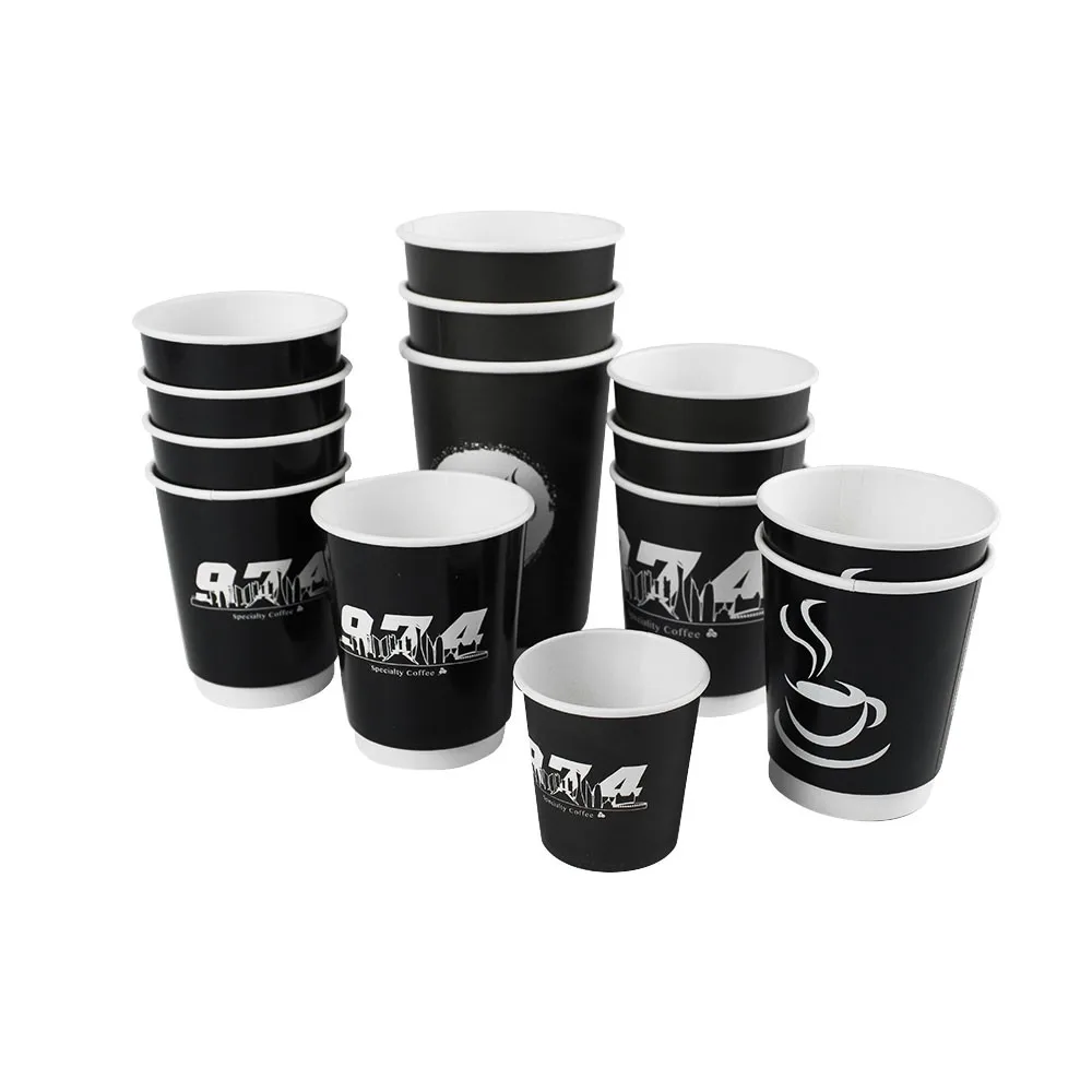 Double Wall Disposable Coffee Paper Cup Hot Coffee Cups 8oz Takeaway ...