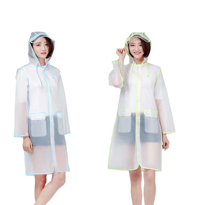 Promo Fashion Outdoor Waterproof EVA Raincoats with caps Rainwear For Adults
