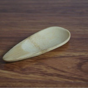 Image of Designer Mini Bamboo Pure Natural Wooden Tea Spoon Non Bleaching Flat Scoop Kitchen Essential High Quality
