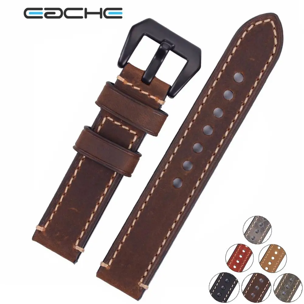 

EACHE Genuine Leather Wholesale For Watches Crazy Horse Popular Leather Watch Band, Black;dark brown .light brown;grey;green;tan