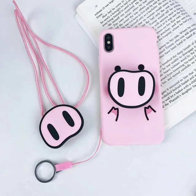 

Luxury 3D funny pig nose Pink silicone phone case for iphone 7 6 S 5 8 plus X XR XS MAX Cover for samsung S7 edge S8 S9 Note 8 9