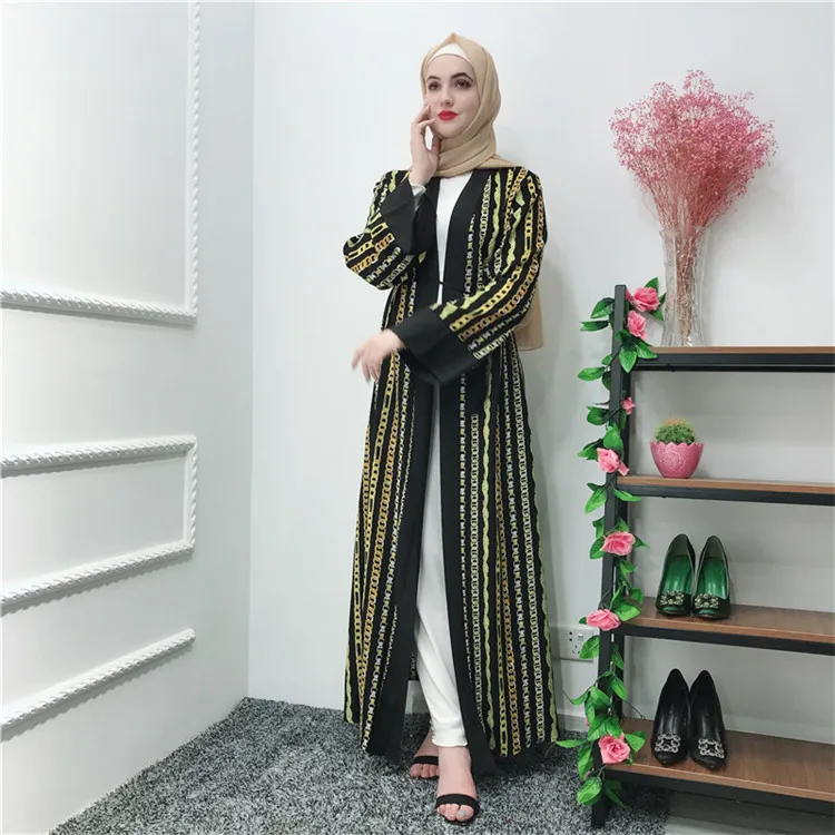 

Latest loose design muslim women full length abaya high quality open abaya, Black
