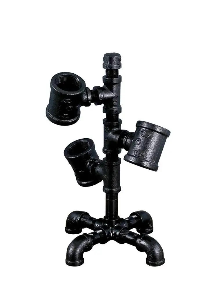 
Industrial Themed 3 Bottles Pipe Wine Rack Table Ornament Wine display Rack Iron Pipe Wine Holder 