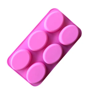 Image of 6 cavity oval shape soap mold silicone for handmade DIY