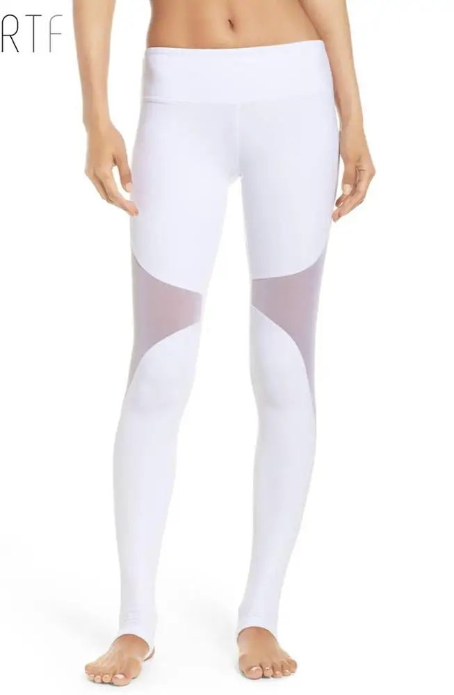 
Hot sexy white labels leggings high waist white mesh girl yoga pants ladies 