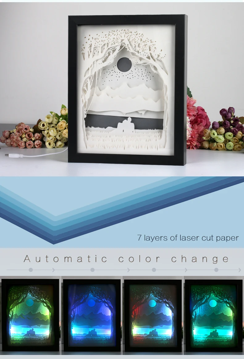 Led Light Shadow Box Paper Cut Shadow Boxes Illuminated By Light - Buy