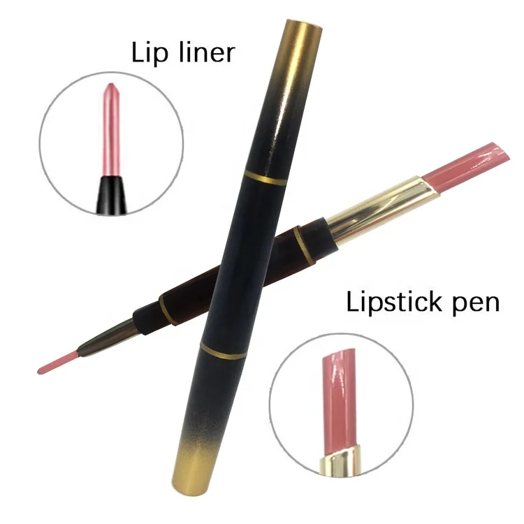 
Wholesale custom logo lipliner Private Label Waterproof makeup 2 In 1 lip gloss and lip liner pencil 