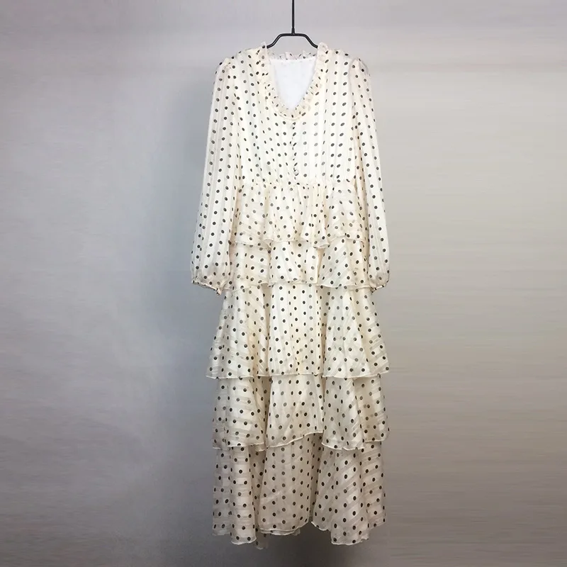 

2019 Spring New Loose Women'S Wave Point Dress Women Clothing Dresses Casual, White