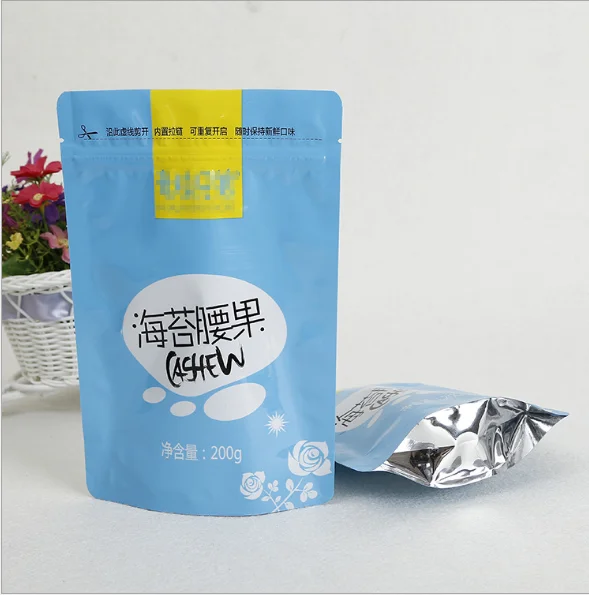 New style stand up resealable aluminum foil ziplock bag for powder packing