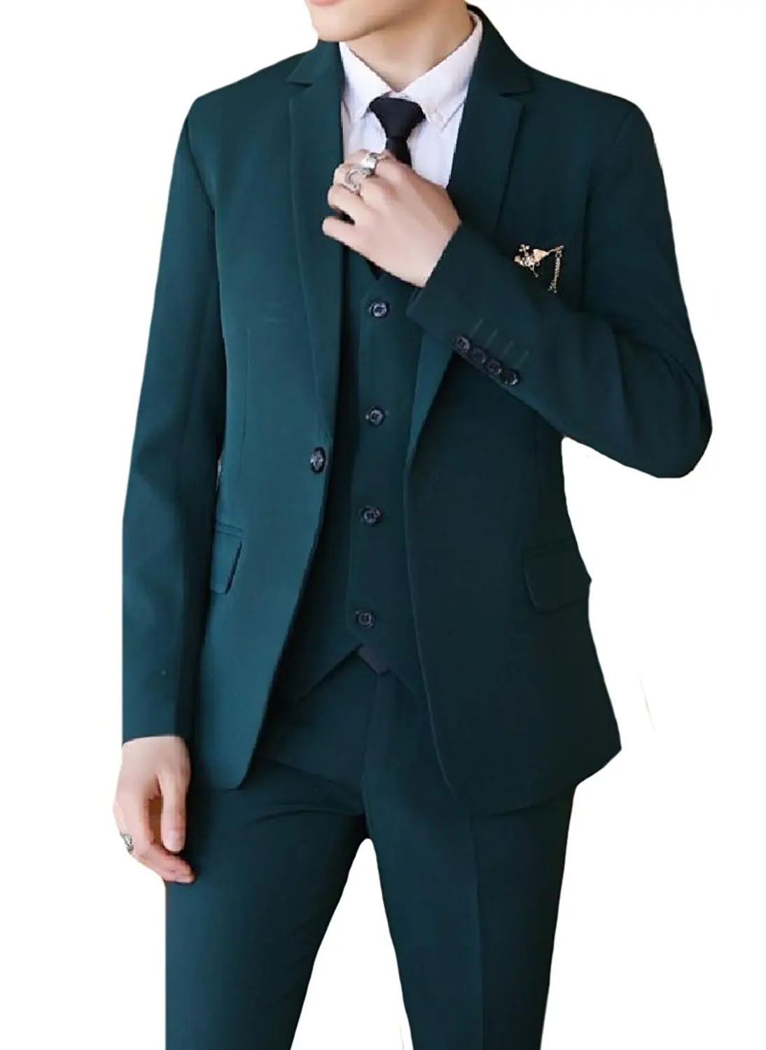 Whitive Men Regular Fit Floral Spring Button Front Formal Suit Vest