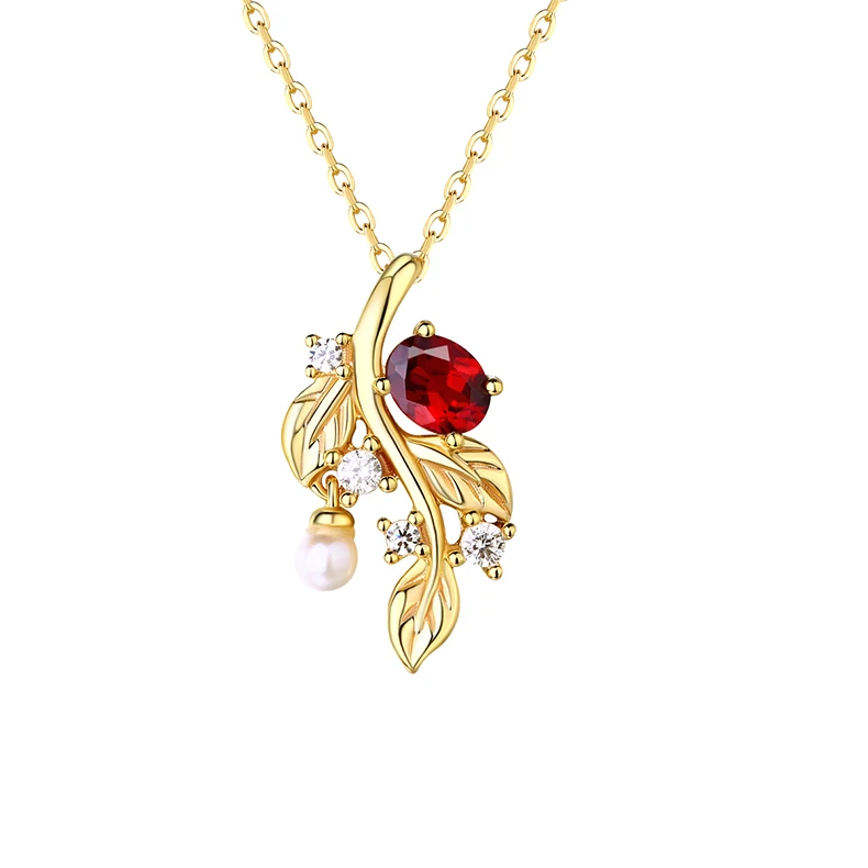 

Costume Jewelry Gold Color Leaf Design Pearl Pendant for Women