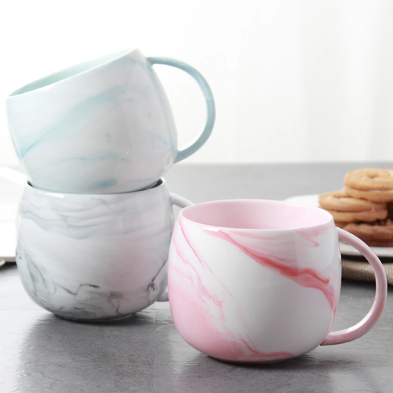 

WKTM001 New design promotional porcelain ceramic coffee mug with factory price, Marble blue custom mug