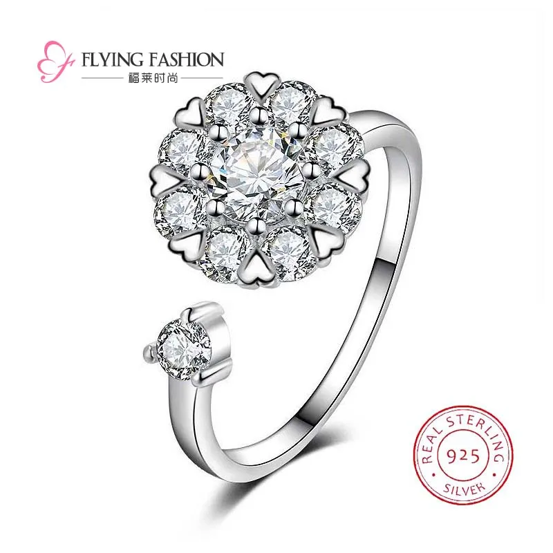 

Moving Stone 925 Silver Ring Designs For Girls Rings Jewelry Women Wedding