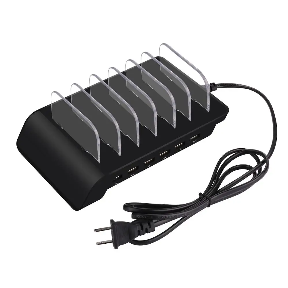 

6 USB Ports 10.2A Smart Phone Charger Desktop Charging Station show wish, Silver;black