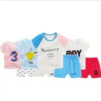 

Cheap wholesale Summer sets 100% cotton short sleeve cartoon Home pajamas 2pcs baby clothes sets