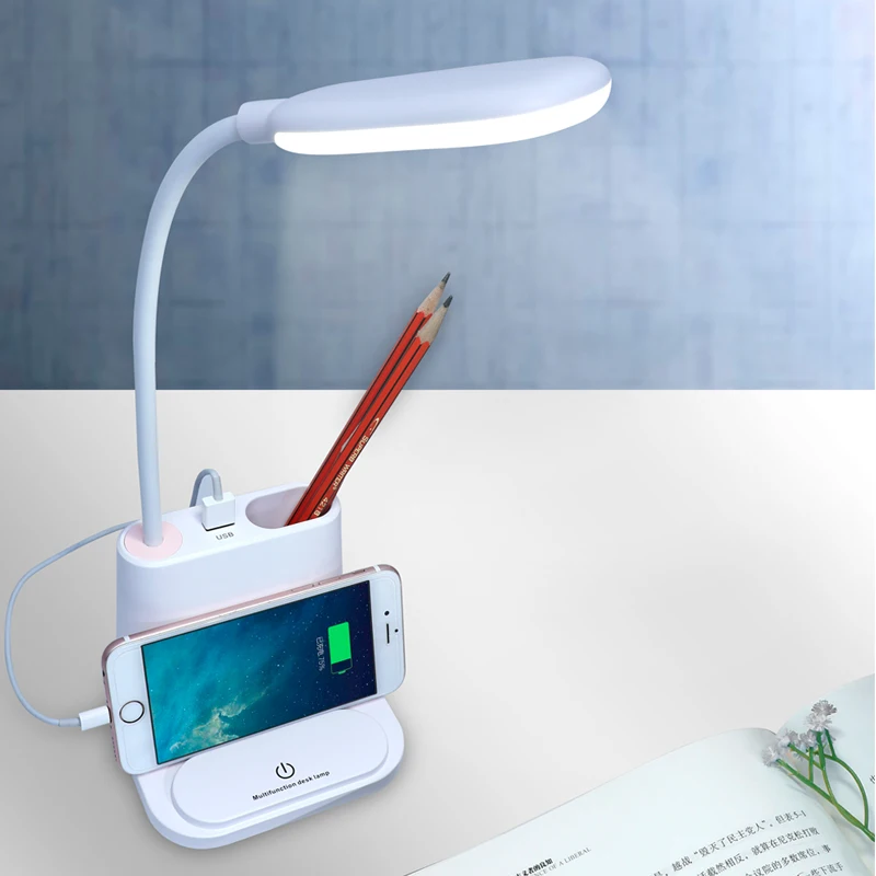 
AGQ New Arrival Multifunctional LED desk Table Lamp with Pen container and Mobile Phone Holder 