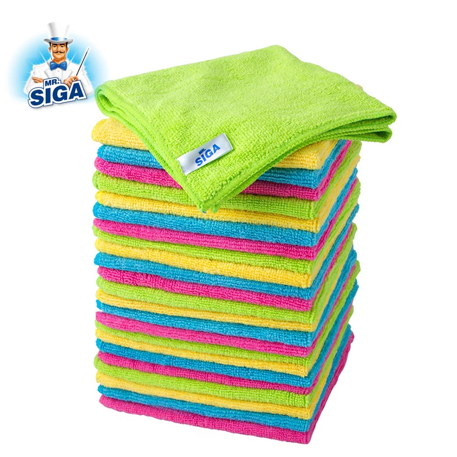 

MR SIGA Household Cleaning Rags Dish Washing Microfiber Cleaning Cloths, Green, yellow, blue, pink