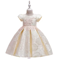 

New Cotton Wholesale Stock High Quality Girls Kids Party Dresses Puffy Flower Cute Frock Ball Gown L5129