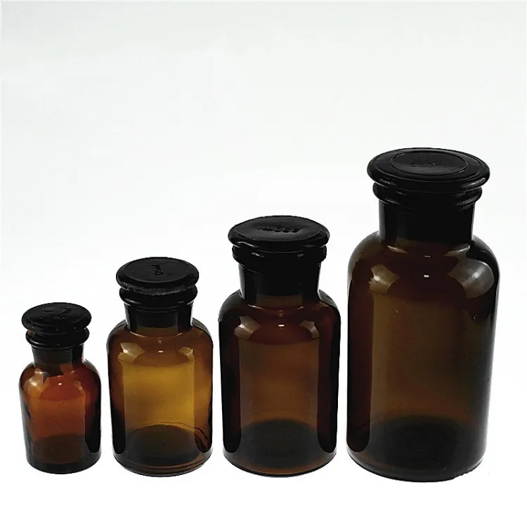 

60ml 125ml 250ml 500ml 1000ml amber reagent glass jar apothecary jar