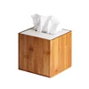 Wholesale cheap price custom square bathroom accessory set bamboo toilet facial paper tissue cover box with ceramic