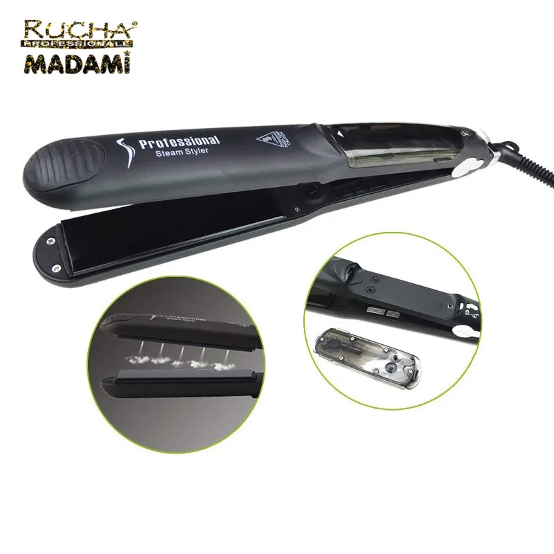 

Professional Argan Oil Steam Hair Straightener Factory Price For Wholesale Hot Selling Ceramic Coating Plate, Black color