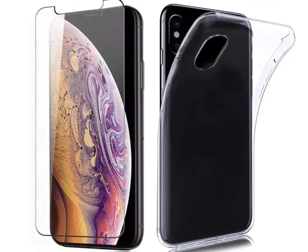 

5.8inch 6.1inch 6.5inch clear soft 0.15mm tpu case 2.5D 9H 0.3mm tempered glass for iPhone xs,xr,xs max phone screen protector
