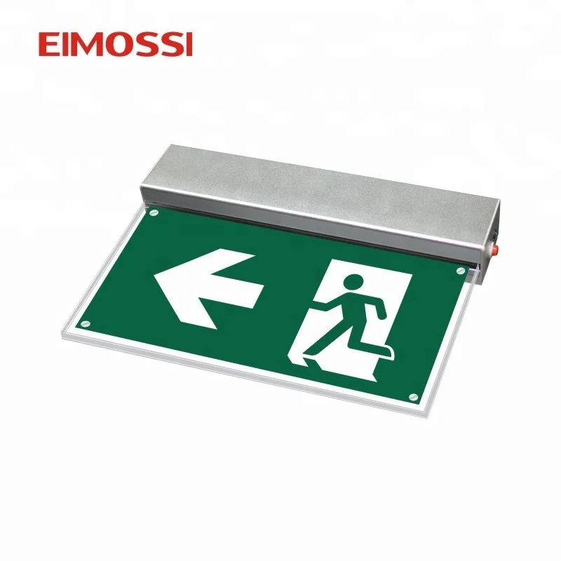 Slim Emergency Exit Sign Light LED Ceiling Mount Running Man Double Sided 