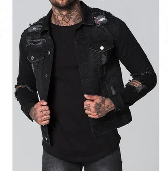 black jean jacket ripped