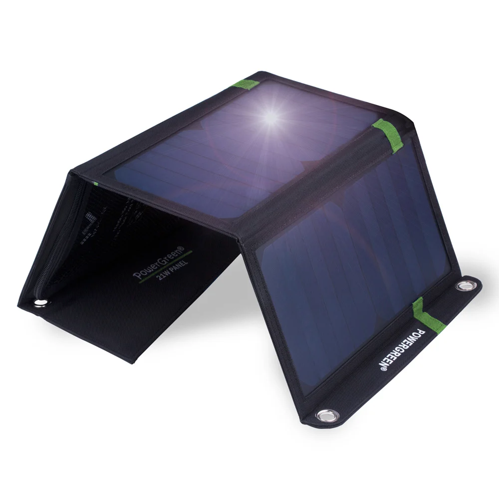 PowerGreen Electric Bike Solar Charger 21W Solar Panel Mobile Phone Solar Battery Folding Power Bnak