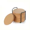 Set of 12 Customized Absorbent cork coasters with holder