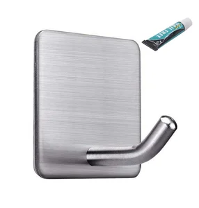 Image of No Grill Bathroom Office Kitchen Wall Mount Self Adhesive Sticky Stainless Steel Hooks