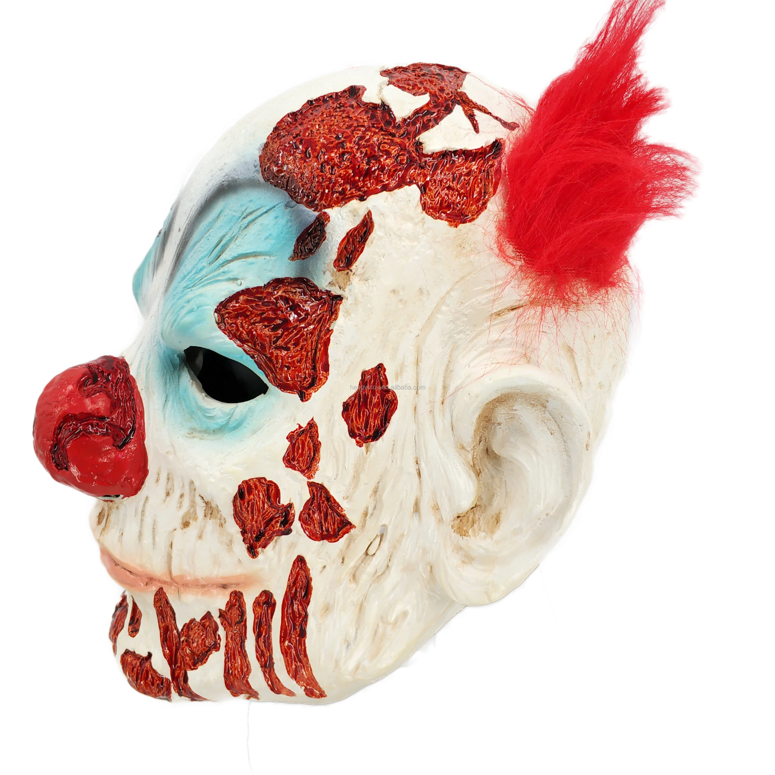 红色头发现实鬼可怕的仇恨现实魔鬼派对可怕的小丑服装面具