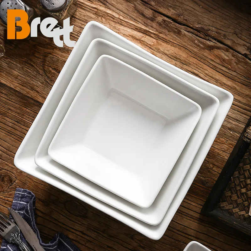 

Ceramic White Salad Soup Bowl Porcelain Square Bowls for Restaurant, Pure white