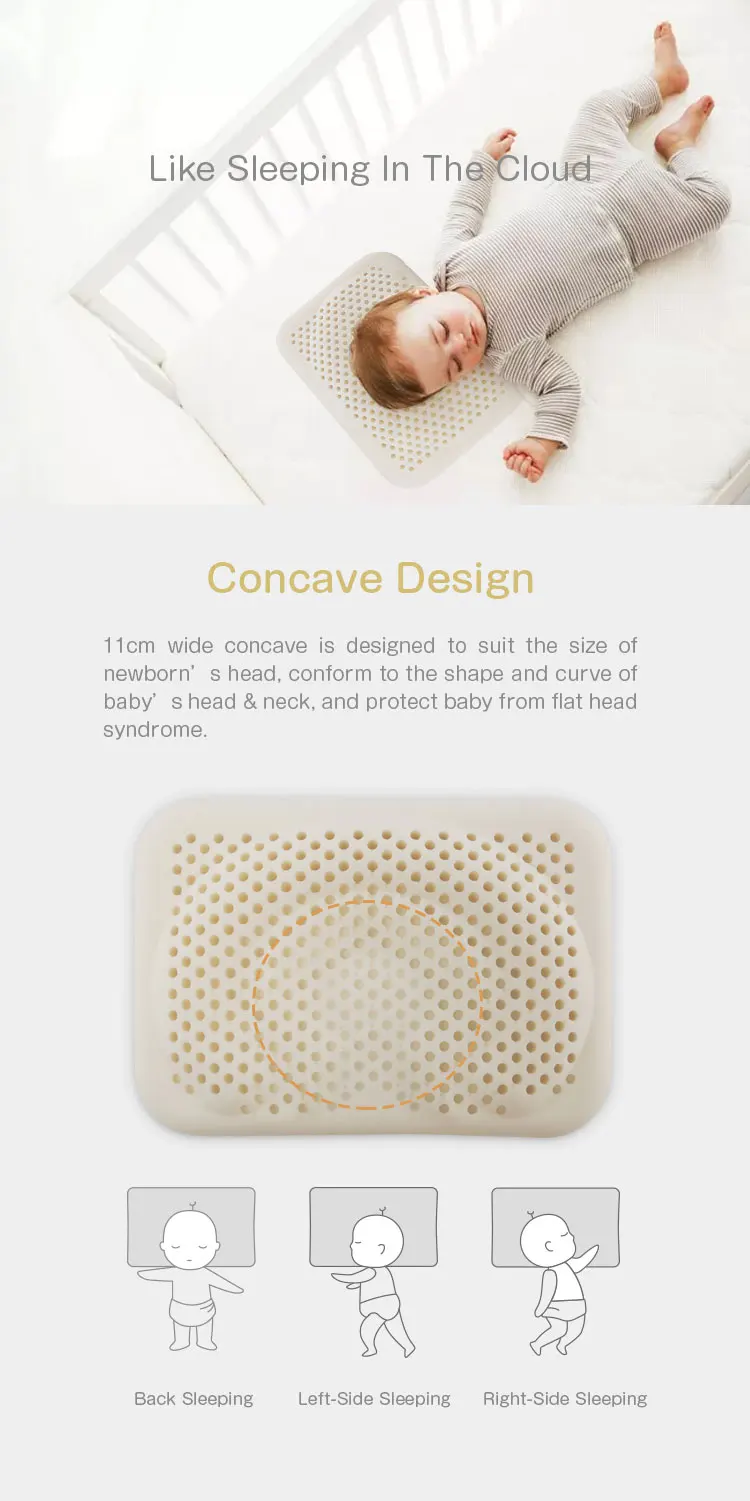 Eco-Friendly Ruber Breathable Soft Comfortable Baby Massage sleeping Latex Pillow