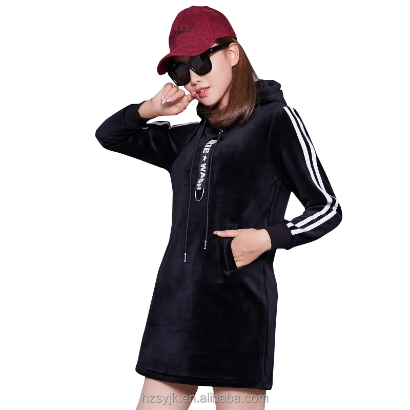 

OEM wholesale custom 2018 female new design letter ribbon jersey long sleeve loose dress women high quality casual hooded dress, Custom color