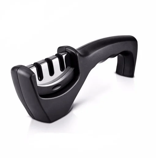 

Custom Logo 3 Stage Knife Sharpening, Steel Kitchen Knife Sharpener, Black