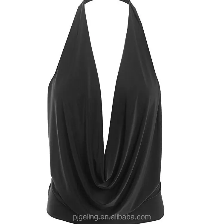 

knit new design sexy sleeveless backless plus size t shirt