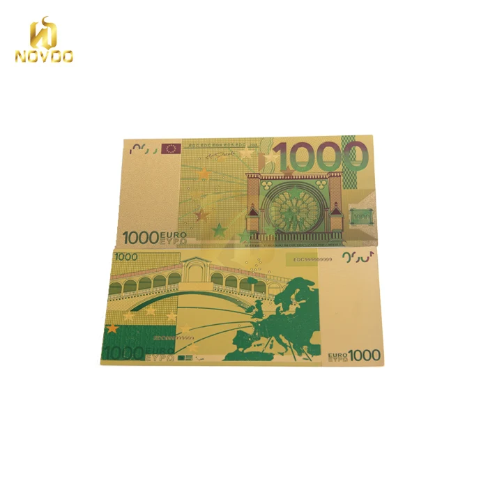 High Quality Euro 1000 Dollar Currency Plated 24k Gold Banknote For Collection Buy 1000 Euro Banknote Dollar Currency 24k Gold Banknote Product On