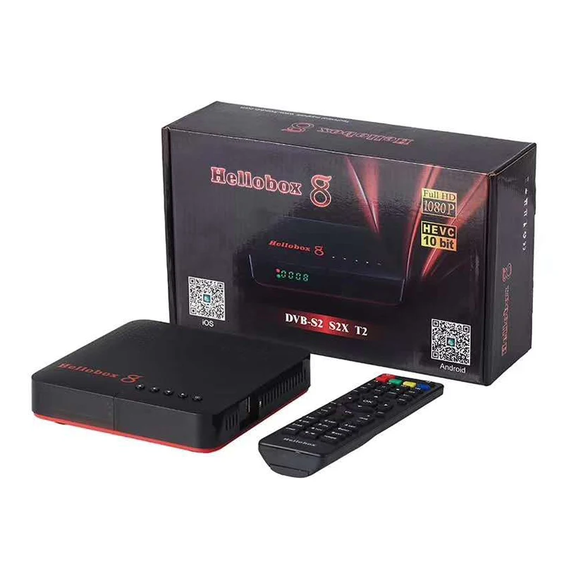 

New product Hellobox 8 DVB-S2 S2X T2 H.265 Built-in WiFi Auto biss key PowerVu cccam newcam mgcam, Black